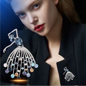 Ethereal Crystal Cascade Dancer Brooch